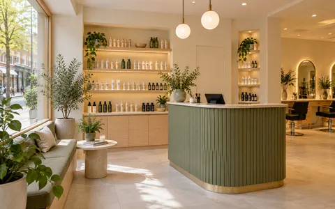 Reception and retail shelf, example photo